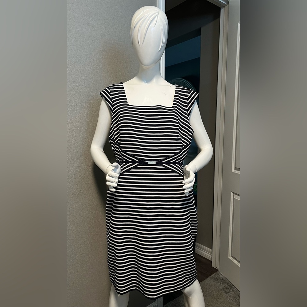 Ann Taylor Blue and White Sleeveless Sheath Dress size 16